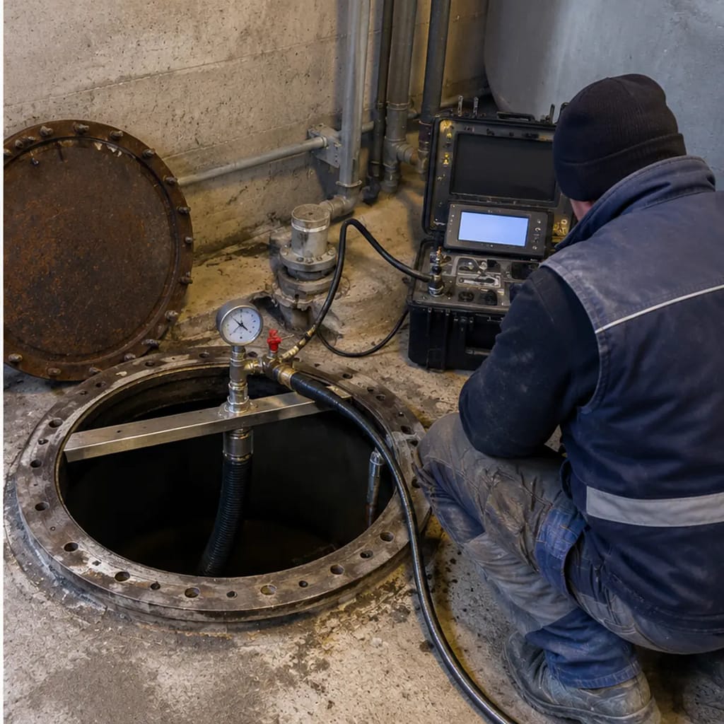 Strumenti e collegamenti utilizzati durante il controllo di tenuta