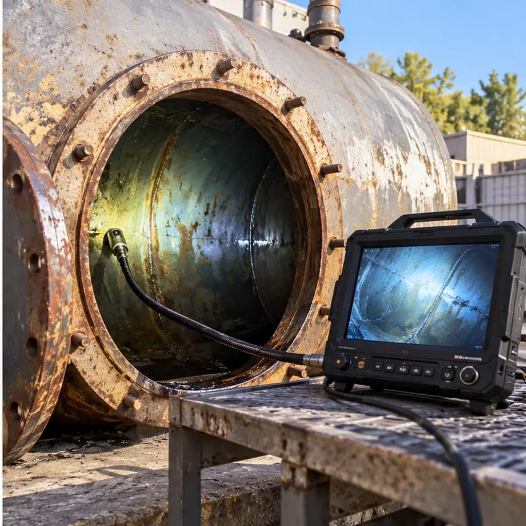 Sonda di videoispezione e monitor durante il controllo interno